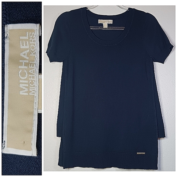 Michael Michael Kors Navy Sweater Short Sleeve Crew Neck size S - Picture 1 of 11